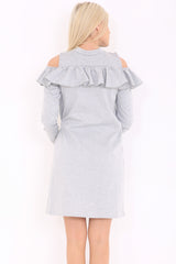 Cold Shoulder Ruffle Frill Dress
