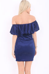 Lurex Velours Frill Bardot Kleid