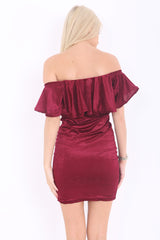 Lurex Velours Frill Bardot Kleid