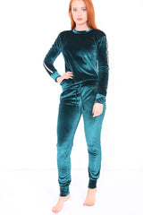 Stripe Panel Velour Loungewear Two Piece Coordinate Suit