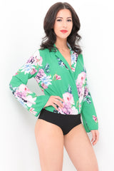 Floral Print Wrap Front Bodysuit