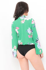 Floral Print Wrap Front Bodysuit