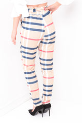 Checked Paper Bag Tie Waist Trousers