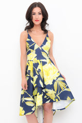 Floral Print High Low Cami Skater Dress