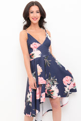 Floral Print High Low Cami Skater Dress