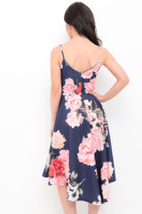 Floral Print High Low Cami Skater Dress