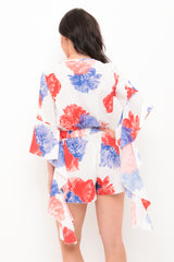 Bloemenprint franje mouw speelsuit