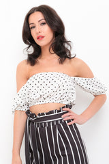 Polka Dot Smocked Crop Top