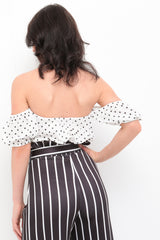 Polka Dot Smocked Crop Top