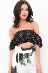 Polka Dot Smocked Crop Top