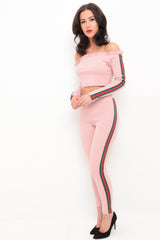 Side Stripes Ribbed Bardot Loungewear