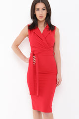 Wrap Front Tie Knot Midi Dress