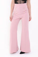 Buttoned Flared Trousers