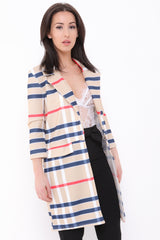 Checked Long Line Duster Blazer