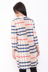 Checked Long Line Duster Blazer