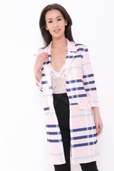 Checked Long Line Duster Blazer