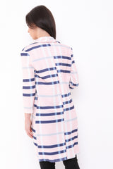 Checked Long Line Duster Blazer