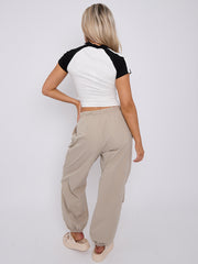 Sieht gut aus, Grafik halb Zip Crop Top