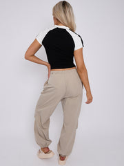 Sieht gut aus, Grafik halb Zip Crop Top