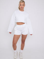 Seam Detail Oversized Crop Top & Shorts Fleece Co-ord