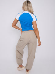 Sieht gut aus, Grafik halb Zip Crop Top