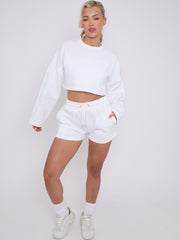 Seam Detail Oversized Crop Top & Shorts Fleece Co-ord