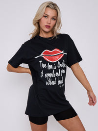 Ware liefde is onbeperkt grafisch gedrukt t-shirt - Black