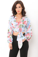 Floral Print Tie Knot Wrap Top