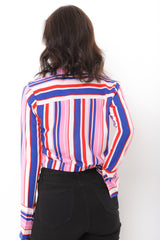 Twist Front Multi Striped Crop Top