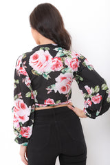 Floral Print Tie Knot Wrap Top