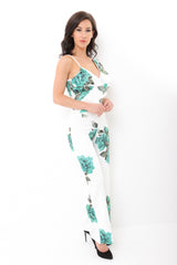Floral Print Ruffle Frill Jumpsuit