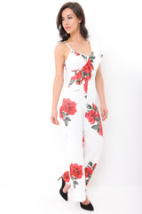 Floral Print Ruffle Frill Jumpsuit