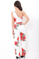Floral Print Ruffle Frill Jumpsuit
