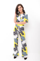 Tropical Print Crop Top und Hosen Co-ordte