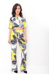 Tropical Print Crop Top und Hosen Co-ordte