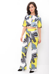 Tropical Print Crop Top und Hosen Co-ordte