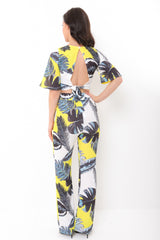 Tropical Print Crop Top und Hosen Co-ordte