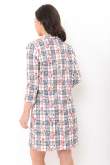 Floral Check Long Line Duster Blazer