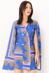 Vestido blazer de manga dividida con estampado azteco