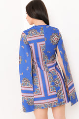 Vestido blazer de manga dividida con estampado azteco