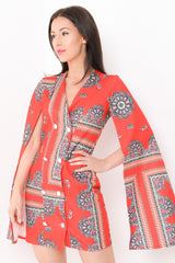 Vestido blazer de manga dividida con estampado azteco