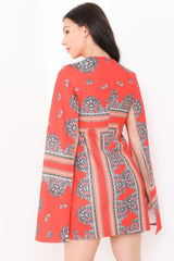 Vestido blazer de manga dividida con estampado azteco