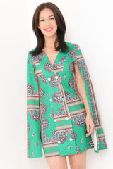 Vestido blazer de manga dividida con estampado azteco