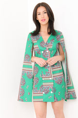 Vestido blazer de manga dividida con estampado azteco