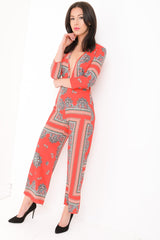 Aztec Print V-Plunge Jumpsuit