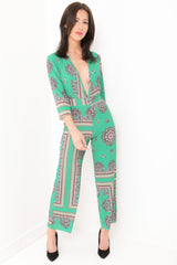 Aztec Print V-Plunge Jumpsuit