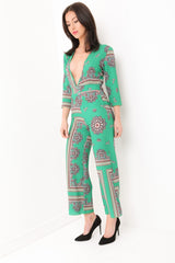 Aztec Print V-Plunge Jumpsuit