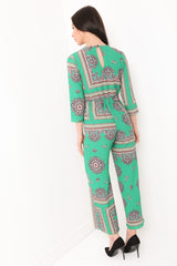Aztec Print V-Plunge Jumpsuit