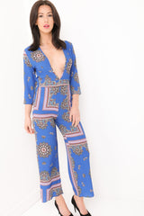 Aztec Print V-Plunge Jumpsuit