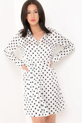 Polka Dot Satin Shirt Dress